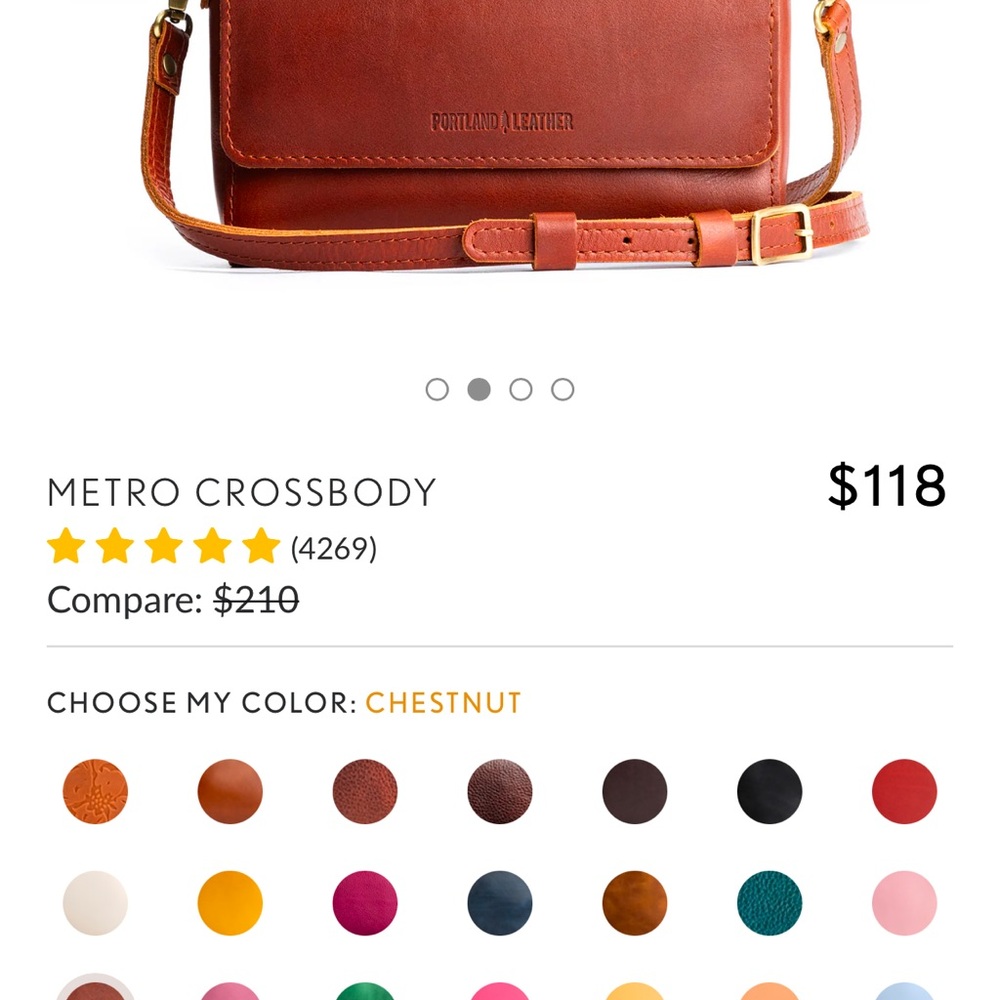 Portland Leather Medium Chestnut Metro Crossbody